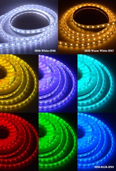 Tira de luz RGB 5050 con cinta que funciona con pilas