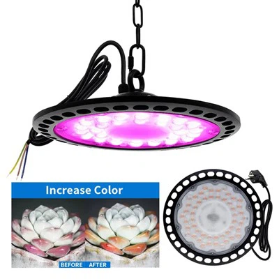 Luz de crecimiento vegetal OVNI negra y plateada